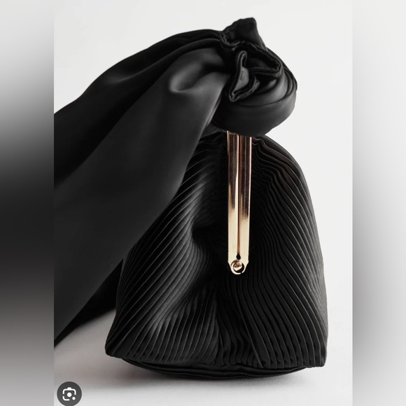 &Other Stories Party Pleated Satin Knot Handle Bag Pouch Bag - Picture 3 of 10